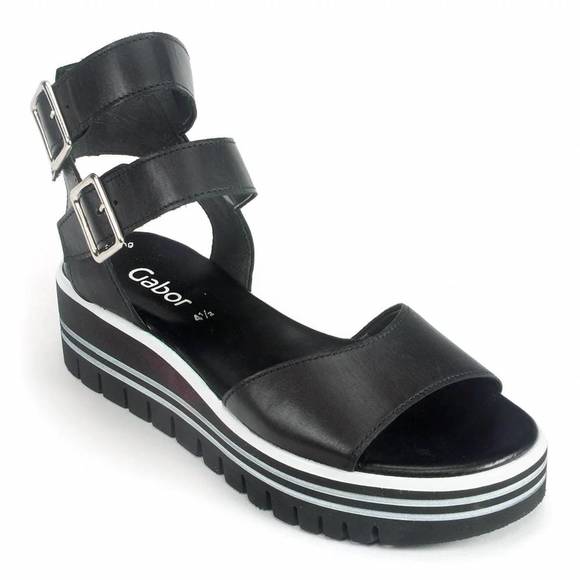 NEW GABOR double ankle strap platform sandal in black